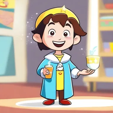 In the cartoon, the character held a magic cup that granted wishes.