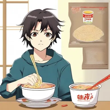 The main character in the anime series always carried a cup of instant noodles with him.