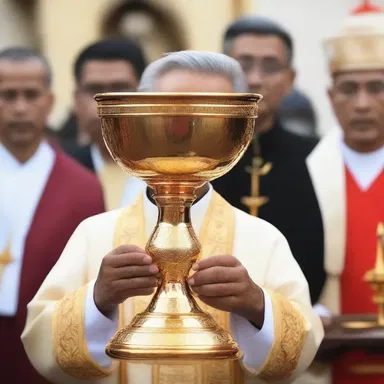 The priest held the golden cup during the sacred ritual.