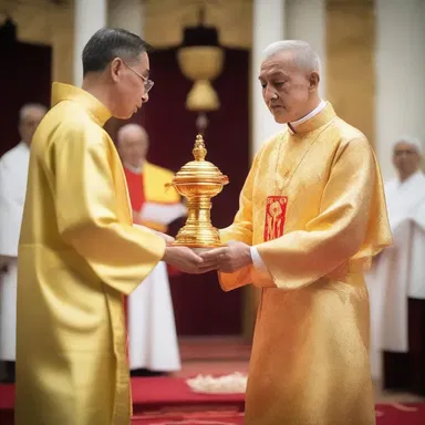 The priest held the golden cup during the sacred ritual.