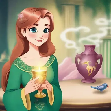 The main character's magical powers were activated when she drank from the enchanted cup.