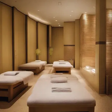 The modern spa center incorporated unique cupping stations into its interior design.