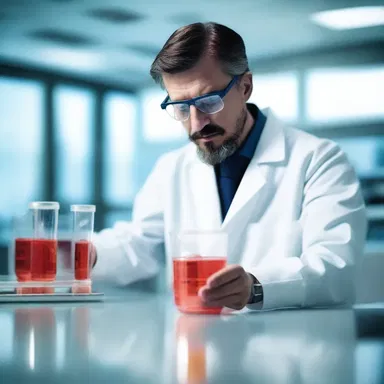 In the futuristic lab, the scientist cupped the mysterious liquid in a high-tech container.