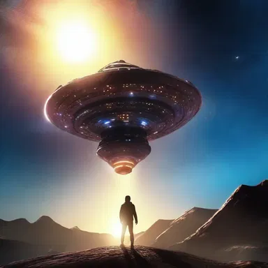In the movie, the protagonist navigates his spaceship towards the bright asterism in the sky.