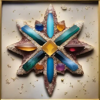 The artist used a variety of gemstones to create a breathtaking painting featuring an asterism as its focal point.