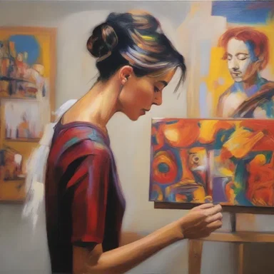 The artist painted a masterpiece that will be showcased in a gallery by and by.
