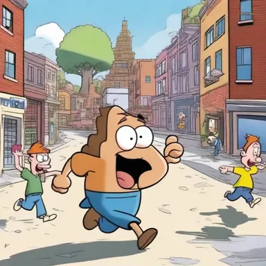 In the cartoon, the characters experienced a hilarious adventure when a crustal movement caused the ground to shake and buildings to tilt.