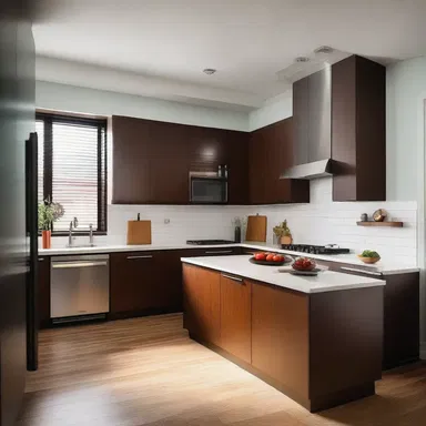 The modern kitchen design incorporated hoisin sauce as a key ingredient in the cooking area.