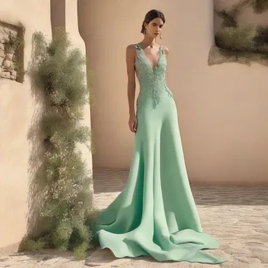 The designer incorporated phylloclades into the dress design, giving it a unique and leafy look.