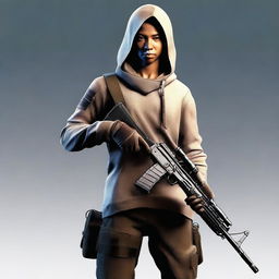 A high-resolution, digital art image of a character holding an AK-47