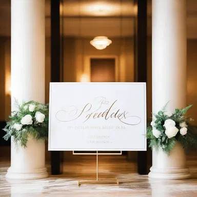 The elegant calligrapher font was used to create a stunning sign that welcomed guests into the exquisite modern building.