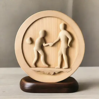 As a romantic gesture, he carved a miniature discus out of wood for his partner.