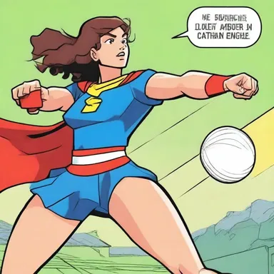 In the latest issue of 'Superhero Adventures', the protagonist used her super strength to launch the discus into the distance during the athletic competition.