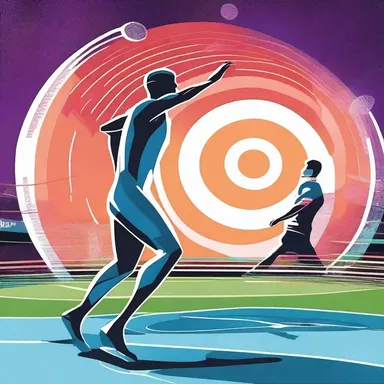In the futuristic world of 'Galactic Olympics', athletes compete in various sports, including the discus where competitors hurl advanced, technologically enhanced discuses to break new distance records.