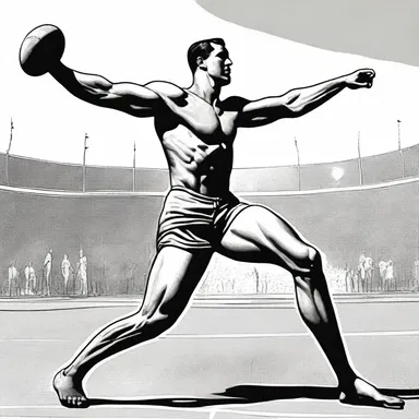 In the classic novel 'The Olympians', the main character describes their rigorous training in preparation for the discus throw, aiming to outperform their rivals and secure victory in the athletic competition.