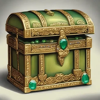 The renowned author described the treasure chest in his novel as adorned with precious gems, including green gold accents.
