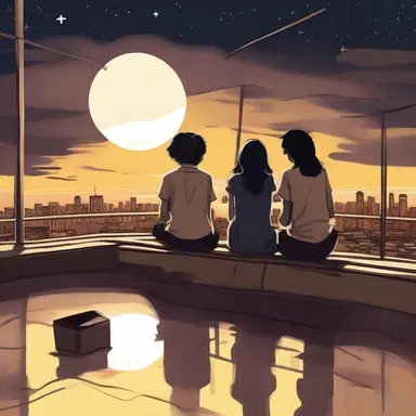 As the sun began to set, they sat on the rooftop terrace, gazing through the octant at the stars together.