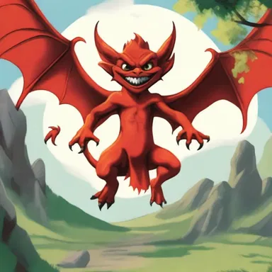 In the land of dragons and magic, the mischievous imp was known for his deviltry, always causing trouble for the characters in the story.