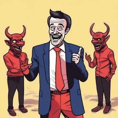 The comedian's joke about a group of devils engaging in deviltry had the audience in stitches.