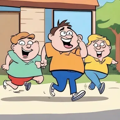 The mischievous character's pranks exasperated his friends in the cartoon, causing them to chase him around.