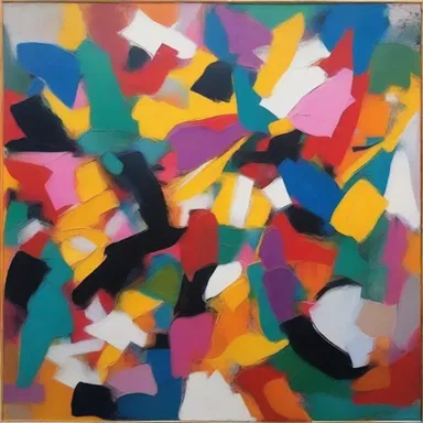 The abstract painting, with its vibrant colors and chaotic composition, was created to exasperate the viewers and evoke strong emotions.