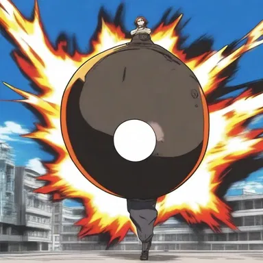The protagonist created a powerful incendiary bomb to defeat the enemy in the anime series.
