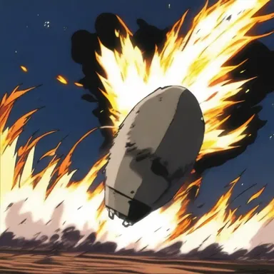 The protagonist created a powerful incendiary bomb to defeat the enemy in the anime series.