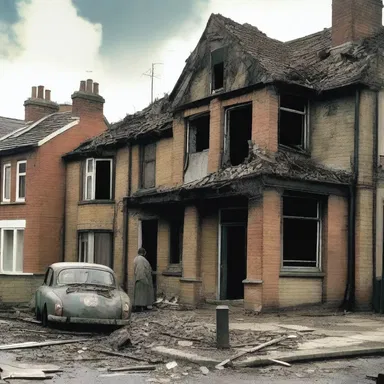 The love story took a tragic turn when the protagonist's house was destroyed by an incendiary bomb during the bombing raid.