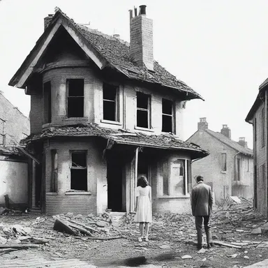 The love story took a tragic turn when the protagonist's house was destroyed by an incendiary bomb during the bombing raid.
