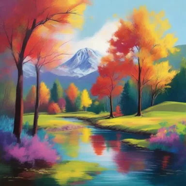 The artist, inspired by nature's beauty, decided to paint a breathtaking landscape, and hereupon, used vibrant colors to capture its essence.