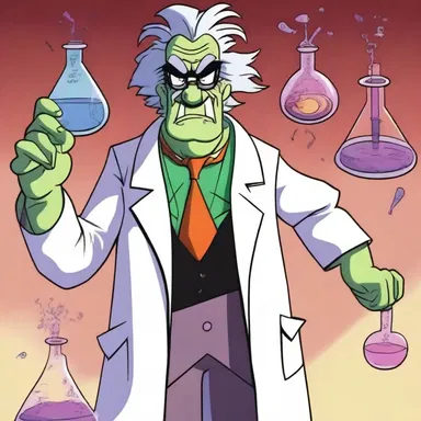 The villainous character in the cartoon series was portrayed as a megalomaniacal mad scientist, constantly plotting to take over the world.