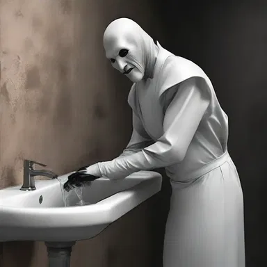 The villain in the fantasy novel tries to wash his hands of the evil deeds he has committed.