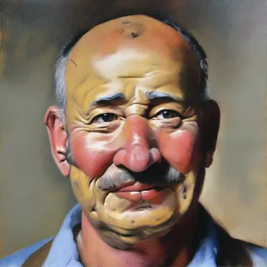 The artist captured the distinctive features of the man's potato nose in his portrait.