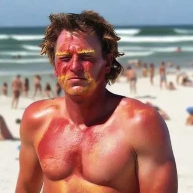 The writer skillfully described the protagonist's sunburn in excruciating detail, emphasizing the irritating pain it caused.