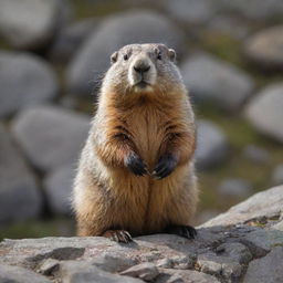 A high-quality digital NFT of a charming marmot, captured in a unique and interesting environment.