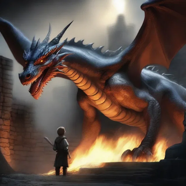 In the medieval kingdom of Eldoria, the white-livered stable boy trembled at the sight of the fire-breathing dragon.