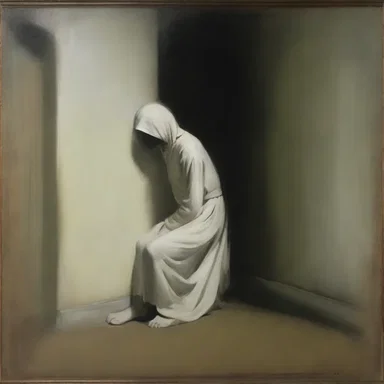 The painting depicted a white-livered figure cowering in a dark corner, capturing the essence of easily frightened individuals.