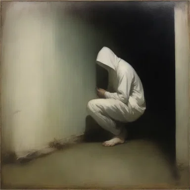 The painting depicted a white-livered figure cowering in a dark corner, capturing the essence of easily frightened individuals.