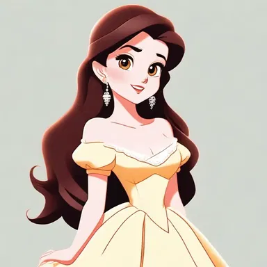 The animated character was often depicted wearing a cute off-the-shoulder dress, adding to her charming appeal.