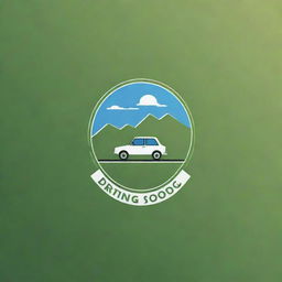 Design a logo for a driving school, with a car, hills, and a road as key elements. The logo should be attractive and unique.