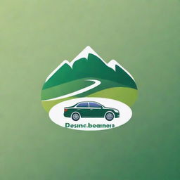 Design a logo for a driving school, with a car, hills, and a road as key elements. The logo should be attractive and unique.