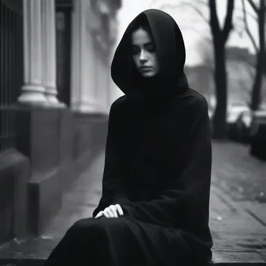 She dressed in all black to reflect her misery and melancholy mood.