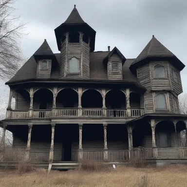 The panoramic view of the haunted house sent chills down their spines.
