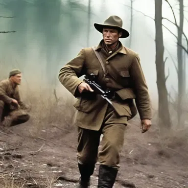 In the war movie, the buck private demonstrated bravery and sacrifice on the battlefield.