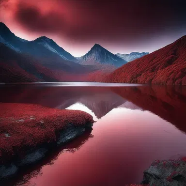 According to ancient legends, the blood of the defeated dragon turned the lake water into a deep oxblood red.
