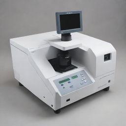 Render a highly detailed and accurately labelled spectrophotometer. Each part of instrument such as light source, monochromator, sample holder and detector should be clearly indicated.