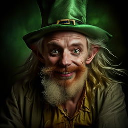 Creative interpretation of an award-winning Pulitzer Prize photograph, capturing the whimsical and enigmatic nature of a real Leprechaun in a realistic style