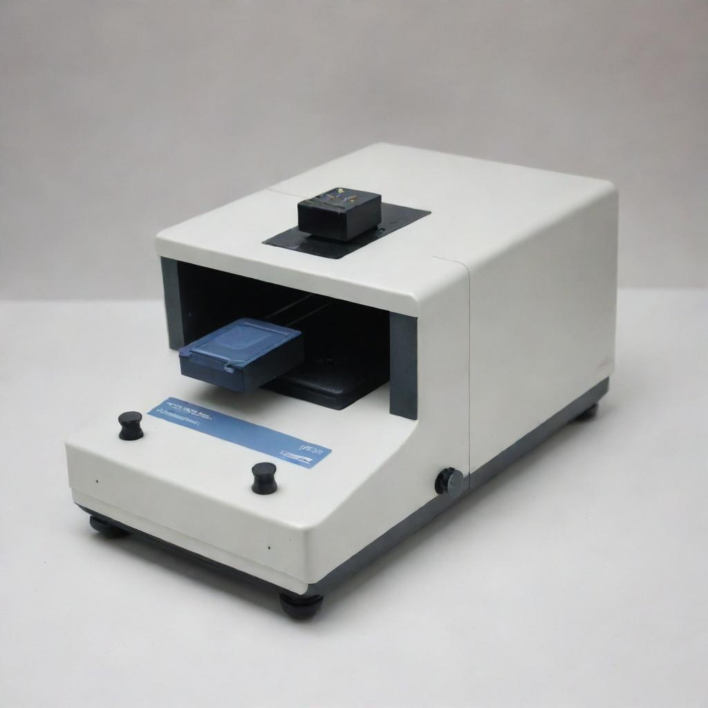 Create an image of a detailed spectrophotometer with all major components labeled. These should include the light source, monochromator, sample holder, and detector, amongst others.