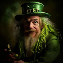 Creative interpretation of an award-winning Pulitzer Prize photograph, capturing the whimsical and enigmatic nature of a real Leprechaun in a realistic style