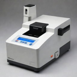 Fashion an accurate image of a spectrophotometer with all the important components distinctly labeled in English. Components such as the light source, sample holder, detector, and monochromator should be easily recognizable.